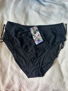 New Hapari Black Side Tie Swim Bottoms - XL/16